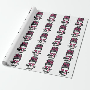 Steun Team Rommelige Knot Roze Krijger Borstkanker Cadeaupapier