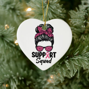 Steun Team Rommelige Knot Roze Krijger Borstkanker Keramisch Ornament