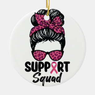 Steun Team Rommelige Knot Roze Krijger Borstkanker Keramisch Ornament