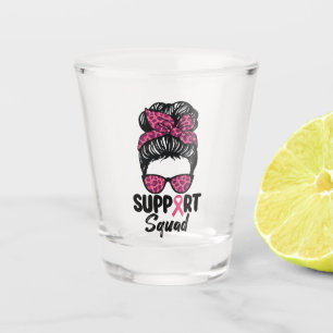 Steun Team Rommelige Knot Roze Krijger Borstkanker Shot Glas