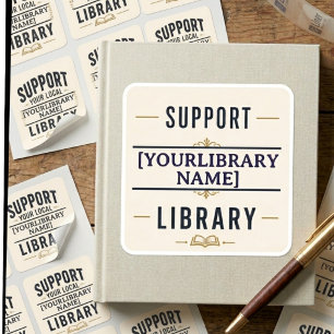 Steun uw bibliotheek – Maatwerk naamontwerp voor b Vierkante Sticker