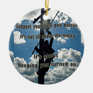 Steun uw Lineman Keramisch Ornament