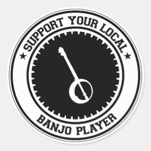 Steun uw lokale banjo speler ronde sticker