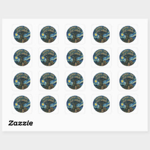 Steun uw lokale bibliotheek – Artistieke Nachtboek Vierkante Sticker