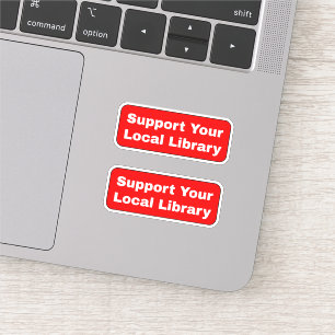 Steun uw lokale bibliotheek - Rood Sticker