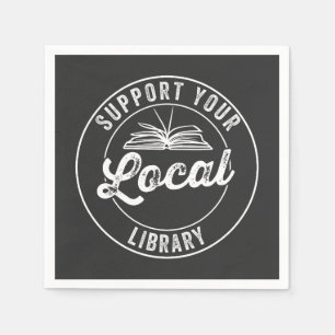 steun uw lokale bibliotheek vierkant sticker servet