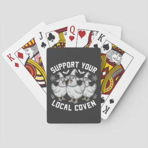 Steun uw lokale Coven Haan Halloween Spooky Pokerkaarten
