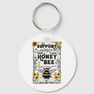 Steun uw lokale Honey Bee Earth Day Save the Be Sleutelhanger