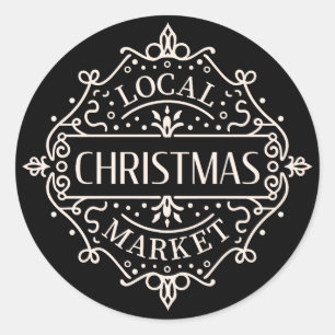 Steun uw lokale kerstmarkt ronde sticker