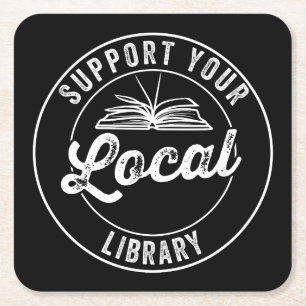 Steun Uw Lokale Magnet van de Bibliotheek Vierkante Kartonnen Onderzetter