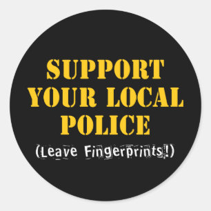 Steun uw lokale politie - Laat vingerafdrukken ach Ronde Sticker