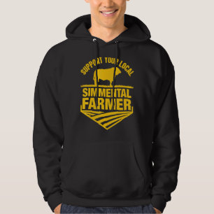 Steun Uw Lokale Simmental Farmer Koe Rancher Hoodie