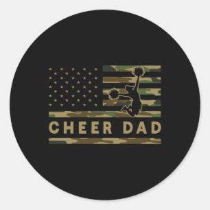Steun vader camouflage Amerikaanse vlag cheerleade Ronde Sticker