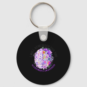 Steun voor alzheimer dementie bewustzijn vintage sleutelhanger