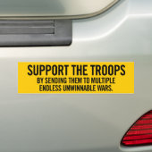 Steun voor de Bumpersticker van de Troops Sarcasm (Op auto)