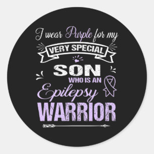 Steun voor epilepsiebewustzijn Zoon Warrior Walk R Ronde Sticker