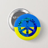 Steun voor het Oekraïense vlaggenblauwe vredesteke Ronde Button 5,7 Cm (Voorkant /achterkant)