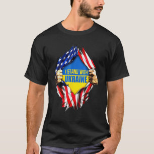Steun voor mij bij de Amerikaanse vlag Oekraïne Oe T-shirt