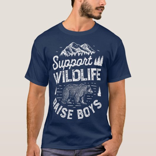 Steun voor Wildlife Raise Boys mam Pap Moeder (3) T-shirt (Voorkant)