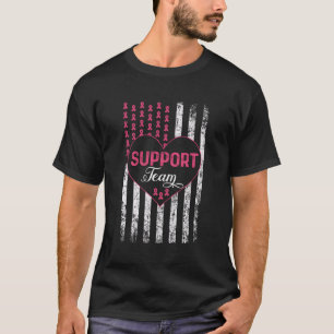 Steunteam Amerikaanse Vlag K-Lint Borstkanker T-shirt