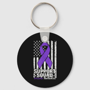 Steunteam Amerikaanse vlag paarse epilepsie Sleutelhanger