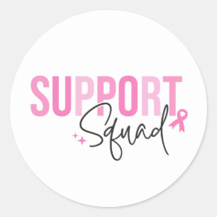 Steunteam Borstkanker Roze Lint Bewustzijn Ronde Sticker