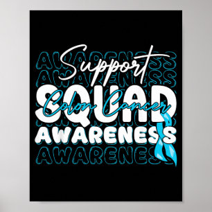 Steunteam Colon Kanker Bewustzijn Lichtblauwe Lint Poster
