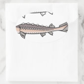 Steur zeldzame vissen ovale sticker (Tas)