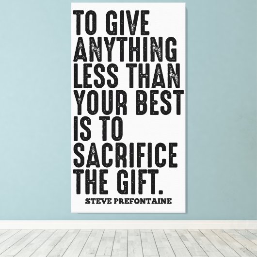 Steve Prefontaine running quotes Canvas Afdruk (Insitu (Houten vloer))