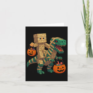 Steve Riding Mummy Dinosaur T Rex Halloween Grappi Kaart