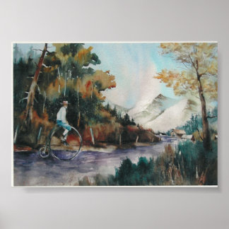 Steve rijdt in de Colorado-bergen. Poster