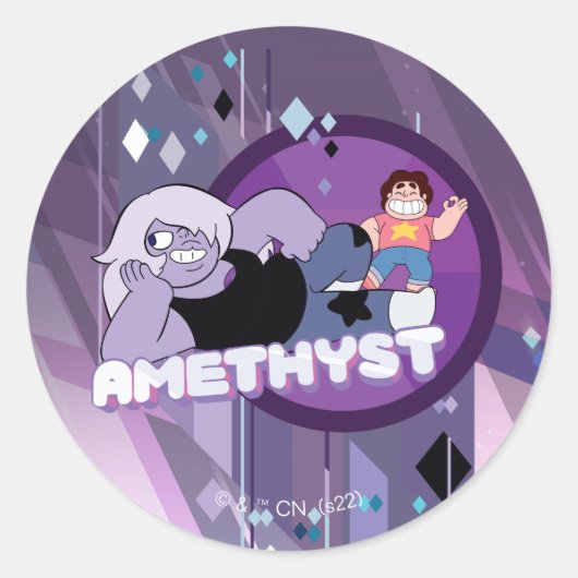 Steven Universe | Afbeelding Amethyst-teken Ronde Sticker (Voorkant)