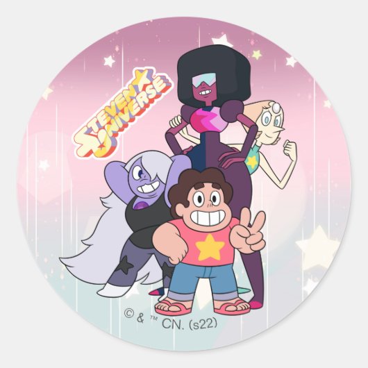 Steven Universe | Crystal Gem Group Pose Ronde Sticker (Voorkant)