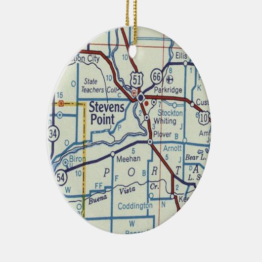 Stevens Point WI Map Keramisch Ornament (Rechts)