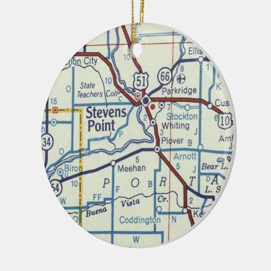 Stevens Point WI  Map Keramisch Ornament (Links)