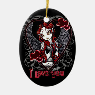 "Stevie" Gothic Valentijn Tattoo Angel Ornament