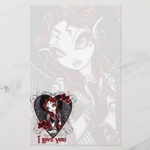 "Stevie" Gothic Valentijn Tattoo Angel Stationery Briefpapier