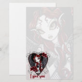 "Stevie" Gothic Valentijn Tattoo Angel Stationery Briefpapier (Voorkant / Achterkant)