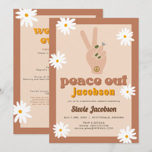 STEVIE Retro 70s Daisy Peace Out Bachelorette Invi Kaart
