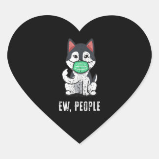 stevig | EW, Mensen Husky Hond Sociale Afstand Hart Sticker