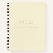 Stevig zachte lichte pastel beige crème gele kleur notitieboek (Voorkant)