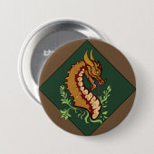 Stevige bruine draak ronde button 7,6 cm (Voorkant /achterkant)