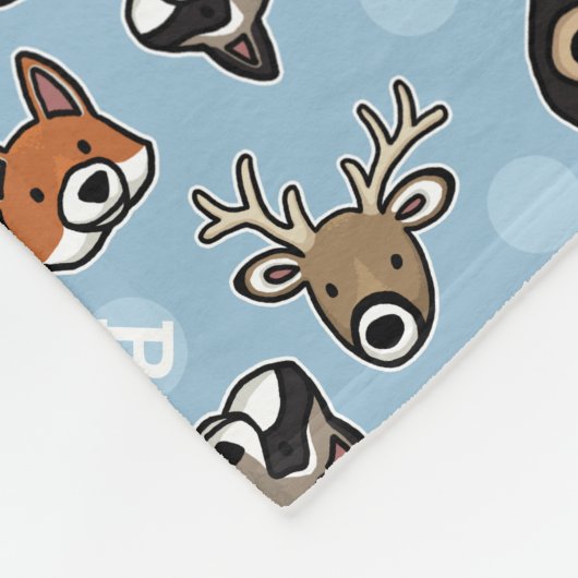 Stevige en vriendelijke bosdieren, Monogram toevoe Fleece Deken (Hoek)