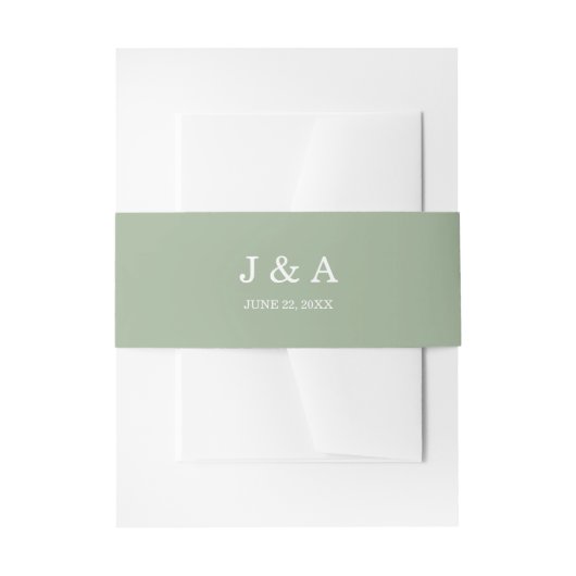 Stevige Groene Rustieke Monogram Gepersonaliseerde Uitnodigingen Wikkel (Voorkant Voorbeeld)