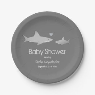 Stevige haaien stevige grijze achtergrond Baby sh Papieren Bordje