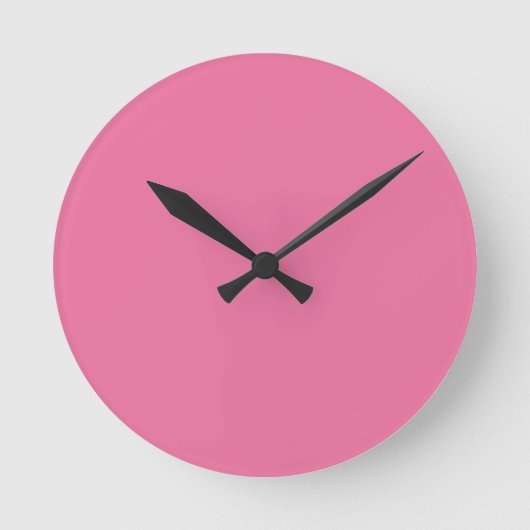 Stevige heldere roze roze wandklok ronde klok (Voorkant)