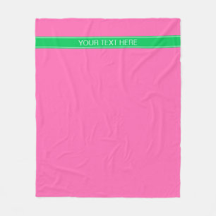 Stevige hete roze #2 Smaragdgroene lintnaammonogra Fleece Deken