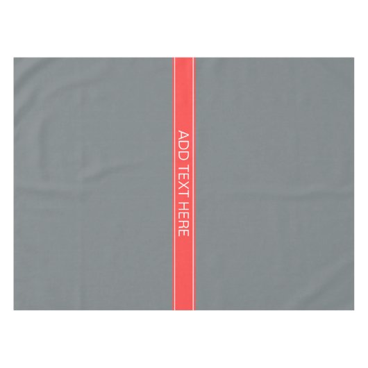 Stevige houtskool grijs koraal rood lint monogram tafelkleed (Voorkant (Horizontaal))