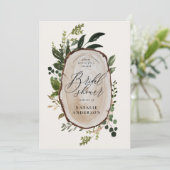 Stevige houtslijm virtuele bruiddoucheuitnodiging save the date (Staand voorkant)