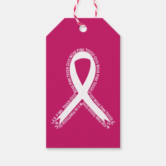 Stevige jongens Draag het bewustzijn van roze bors Cadeaulabel (Voorkant)